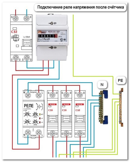 Реле контроля напряжения 1 фазное схема подключения