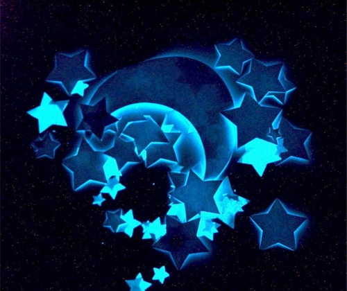 Натяжной потолок Звездное небо с помощью люминесцентной краски