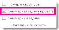 Отображение суммарной задачи проекта